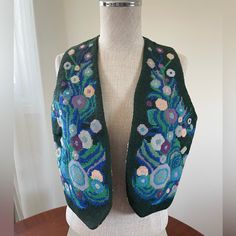 Vintage 1960s-1970s Handmade Needle Point Vest Medium Excellent Condition Floral Lined No Tags But Will Fit A Medium Based Off Of The Measurements Coats Vintage, Needle Point, Vintage Jackets, Vintage Jacket, Vintage 1960s, Needlepoint, Vintage Ladies, 1970s, 1960s