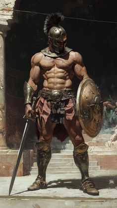 Spanish Knight Art, Leaning Against A Wall Reference, Roman Gladiator Art, Guard Pose Reference, Spartan Character Design, Gladiator Concept Art, Roman Soldier Art, Gladiator Aesthetic