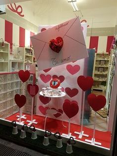 valentine's day display in a store window