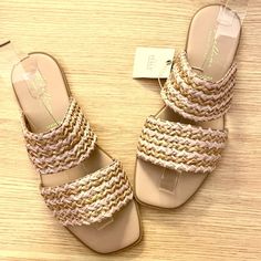 Step Into Summer With These Avellini Made In Italy Braided Band Sandals. In A Size 8 And A Gorgeous Cream Pink Color, They're Brand New And Ready To Complement Your Warm-Weather Wardrobe. Sandals Size: Women's 8 Condition: New With Tags. Please Note: I Bought These And They Didn't Fit. I Cut The Tags Off But Never Wore Them So I Have The Tags. Made By Avellini, An Authentic Italian Brand Size 8 Elegant Tan And Light Pink Color Straw Raffia Braided Band Design For A Stylish Look Genuine Leather S Feminine Beige Sandals For Beach, Beige Feminine Beach Sandals, Feminine Beige Synthetic Sandals, Feminine Flat Sandals For Vacation, Beige Summer Sandals For Party, Chic Cream Flat Sandals, Feminine Open Toe Sandals For Beach, Elegant Gold Sandals With Woven Sole, Chic Gold Sandals With Woven Sole