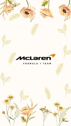 an image of flowers and leaves on a white background with the words mclarn