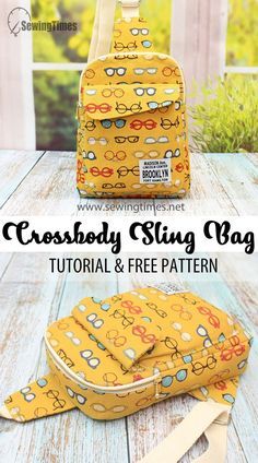 the cross body sling bag sewing pattern is easy to sew and can be used as a backpack