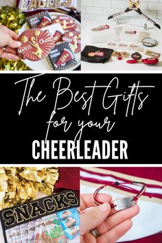 the best gifts for your cheerleader are in this collage with text overlay