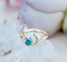 S A L E * Last Chance * Copper Turquoise Half Moon Ring * Gold * Adjustable * Wrap * Boho * Jewelry *Blue* BJR065 Half Moon Ring, Moon Ring, Copper Turquoise, Blue Band, Metal Bands, Half Moon, Gold Plated Jewelry, Jewelry Plate, Base Metal