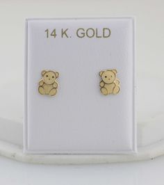 This Cute and Precious dainty Teddy Bear Stud Post Earrings are made from high-quality Solid 14k Gold They are a perfect gift for that special little one and excellent for everyday wear. Item Specifications: Model # BE-1305 Metal Type: Solid 14K Gold Metal Stamp: 14K Shape Teddy Bear Fastening: Screw Back Size: 1/4 x 1/4 inch (approx 6 x 6 mm) Earrings Puff Pad size: 1 3/8 inches x 1 1/8 inch (35mm x 28mm) The screw backs are really good for kids and adults because its hard to lose the earrings 14k Yellow Gold Earrings For Birthday, Screw Back Earrings, Metal Stamping, Types Of Metal, Little One, Post Earrings, Solid Gold, Etsy Earrings, Teddy Bear