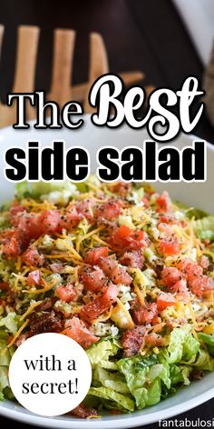 salad in a white bowl on a table Best Side Salad, Best Salads Ever, The Best Salad, Best Salad, Side Salad Recipes, Savory Salads, Fresh Salad Recipes, Salad Dishes, Best Salad Recipes