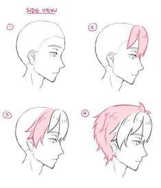 how to draw anime hair step by step with pictures for the head and shoulders,