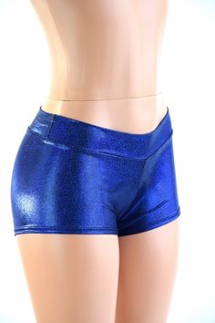 "This item is made to order, please read all the way through the listing before purchasing! Our lowrise shorts are the perfect step between our cheekies and our mid rise shorts! This pair is made from sparkling hologrphic blue lycra spandex. Four way stretch, super cute low waistband and boy cut leg. LENGTH: 2.5\" inseam RISE: 7\" Womens Sizing (See below for instructions on where measurements should be taken) XXS: Bust 29\"-30\" / Waist 22\"-23\" / Hips 30\"-32\" Extra Small: Bust 31\"-32\" / W Lowrise Shorts, Sparkly Crop Top, Sparkly Crop Tops, Sparkly Shorts, Boy Cut, Boy Cuts, Mini Blue, Low Rise Shorts, Mid Rise Shorts