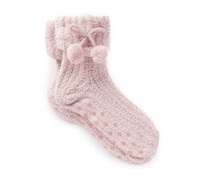 Keep your feet comfy and cozy this season in this pair of soft slipper socks. With a lovely pink color, playful pom-poms and gripper soles, you can't go wrong. They're great for wearing around the house or to bed. Pink Super Soft Cozy Slippers, Cozy Pink Super Soft Slippers, Soft Pink Indoor Socks, Super Soft Pink Socks For Indoor Use, Cozy Pink Indoor Slippers, Cozy Pink Slippers For Loungewear, Comfy Snug Pink Socks, Super Soft Pink Socks, Comfy Warm Pink Socks