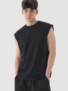 This is a casual and minimal top by PIANER that is made out of high quality and sturdy material. With distinctive mood of the design and comfortable wear, you can use it for your daily outfit.- Dropped shoulderline and oversized fit- Cool touch of polyester fabric- Suitable to wear for various activities Black Sleeveless Shirt Outfit, Relaxed Fit Black Muscle Tank Tee, Black Relaxed Fit Tank Muscle Tee, Black Casual Muscle Tee With Dropped Armholes, Casual Black Muscle Tee With Dropped Armholes, Black Muscle Tee With Dropped Armholes, Casual Black Tank Top With Dropped Armholes, Black Muscle Tee With Dropped Armholes For Streetwear, Black Relaxed Fit Muscle Tee For Everyday