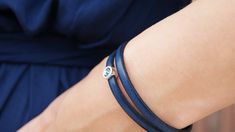 "This handmade double wrap cobalt blue leather bracelet is made of genuine leather and silver plated Swarovski bead. It has a super safe hypoallergenic magnetic clasp. Very comfortable & easy to wear. Looks great with t-shirt, jeans or boho dress! ✧ 100% Handcrafted ✧ Absolutely Unique ✧ Hypoallergenic ✧ High Quality Genuine Leather Inlay ✧ Gift-ready in a cute craft box ❤ Ready to ship in 1-2 business days ❤ Average shipping time (US/Canada/UK) 5-10 business days ❤ Tracking Available BeGenu Elegant Blue Leather Bracelet For Gift, Blue Leather Bracelet For Gift, Modern Blue Leather Bracelet Gift, Elegant Blue Leather Bracelets, Elegant Blue Wrap Bracelet As A Gift, Elegant Blue Wrap Bracelet As Gift, Elegant Blue Leather Jewelry, Elegant Adjustable Blue Leather Bracelet, Elegant Blue Adjustable Leather Bracelet