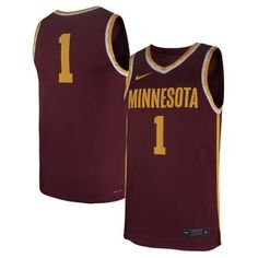 Add a bold finish to your game day look with this Minnesota Golden Gophers jersey from Nike. Lightweight and sleeveless, it's made with Dri-FIT fabric to offer breathability and comfort. This replica jersey draws inspiration from the gear worn by the Minnesota Golden Gophers on the court, featuring classic trims, team details and numbers on the front and back. Dri-FIT technology wicks away moisture Machine wash with garment inside out, tumble dry low Screen print graphics Brand: Nike Replica Jer Collegiate Sleeveless Jersey For Team Events, Collegiate Sleeveless Jersey For College, Collegiate Sleeveless Jersey For Sports Events, Collegiate Style Sleeveless Jersey For Sports Events, Sleeveless Jersey With Team Logo For Sports Events, Sleeveless College Jersey With Team Spirit Style, Sleeveless Jersey Tops With Team Spirit Style, Sleeveless Sportswear Tops For Team Events, Sleeveless Cotton Jersey For Sports Season