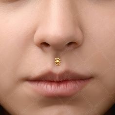 a woman's nose with a gold nose ring