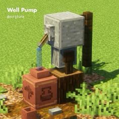 an image of a pixel art work with the words well pump in front of it