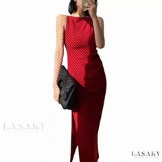 Lasaky - Sensual Shoulder Design Off-the-Shoulder Long Dress Loungewear Dress, Long Dresses Elegant, Home Dress, Shoulder Design, Types Of Skirts, Olivia Mark, A Line Skirt, Types Of Collars, Elegant Dresses