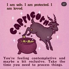 a card with a goat and caulder saying i am safe, i am protected i am loved