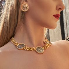 La Dolce Vita |Roman Coin | Nine Necklace | Ben Amun Jewelry Italian Jewellery Design, Date Questions, Gold Coin Jewelry, Formal Necklace, Brass Box, Sabyasachi Jewellery, Marble Console, Exotic Jewelry, Family Crests