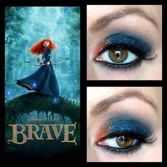 Merida's eye shadow it's beautiful ❤ #Brave #DisneyFan Princess Eye Makeup, Merida Makeup, Disney Princess Eyes, Disney Eye, Disney Eye Makeup, Disney Inspired Makeup, Disney Eyes, Make Carnaval