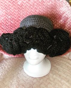 This crochet hat is made to order. The hat that is pictured is gray with black ruffles. Cute Small Dogs, Crochet Ruffle, Bonnet Crochet, Black Sparkle, Black Crochet, Black Ruffle, Brim Hat, Hat Making, Head Wraps