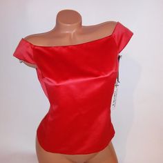 Sherrie Bloom Top Peter Noviello Chetta B Size 4 Red Occasions Top Tank Off Shoulder Solid Side Zip Bust 17" Length 18" New With Tags *Bundle To Save Chavonne11 103121 Red Satin Tops For Summer, Red Satin Top For Spring, Red Satin Tops For Spring, Fitted Red Satin Top, Red Fitted Top For Formal Occasions, Elegant Fitted Red Top, Red Sleeveless Formal Tops, Chic Red Satin Blouse, Red Satin Party Blouse