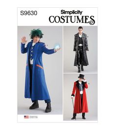 the costume pattern is designed to look like it has green hair and blue coat, black pants