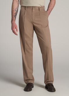 About Our Tall Men's Relaxed Tapered Pleated Trouser The Go-To Pants for Tall Men For the guy over 6' who values both style and comfort, these relaxed tapered pleated slacks for tall men are a game-changer. Designed specifically for the unique needs of tall guys, they offer a sophisticated look without sacrificing comfort. Embrace a modern style of men's tall pants that stands out in any setting.• Modern tapered fit• Versatile design for both casual and formal settings• Sustainably made with 68% Slacks Outfit Men, Formal Pants For Men, Formal Pant For Men, Pleated Slacks, Clothing Drawing, Fitted Slacks, Tall Men, Classic Trousers, Slack Pants