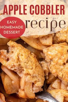 an apple cobbler recipe with the title overlay