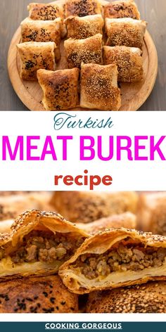 Turkish savory pastry made with spiced beef mixture wrapped in yufka pastry, baked in the oven until golden and crispy. Turkish Recipes Desserts, Beef And Onions, Turkish Food Recipes, Savory Pastries, Armenian Recipes, Turkish Breakfast