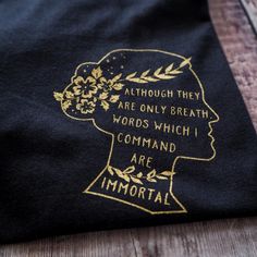 a black t - shirt with the words, although they are only breath words which i command are important