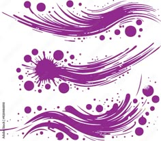 purple ink splatters on white paper with black dots and swirls in the background