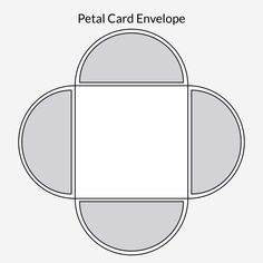 the petal card envelope is shown in black and white, with an oval shape