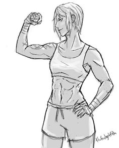 a drawing of a woman flexing her muscles