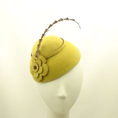 I want this! Handmade Fitted Vintage Fascinator, Yellow Fitted Short Brim Fascinator, Adjustable Yellow Hats For Royal Ascot, Adjustable Yellow Hat For Royal Ascot, Yellow Fitted Fascinator For Royal Ascot, Yellow Fitted Mini Hat For Royal Ascot, Fitted Yellow Mini Hat For Royal Ascot, Yellow Vintage Hat With Curved Brim, Vintage Yellow Hat With Curved Brim