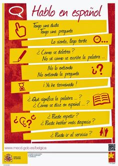 a poster with spanish words and symbols on the side of it, including an open book