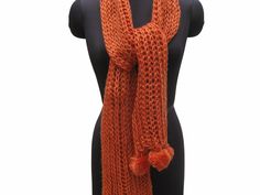 Pattern - Hand knit scarf/ muffler, with same wool pom poms. Ideal for - unisex Occasion - formal or casual. Fabric - acrylic wool. Color - peach. Size - Width - 7 x 68 inches. Care- gentle hand wash. For woolen scarves please visit- https://www.etsy.com/shop/vibrantscarves?section_id=15041860&ref=shopsection_leftnav_9 Winter Knit Acrylic Scarves, Orange Winter Shawl Scarf, Orange Shawl Scarves For Winter, Winter Acrylic Knit Scarves, Winter Acrylic Knit Scarf, Winter Knit Scarves In Acrylic Yarn, Winter Knitted Acrylic Scarves, Winter Knit Shawl Scarves, Winter Hand Knitted Acrylic Yarn Scarves