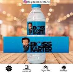 a water bottle with an image of bob ross on it and the words boss karter