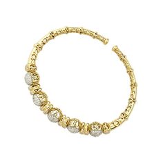 DESCRIPTION: This sophisticated and elegant diamond bangle bracelet its masterfully handcrafted in 14k yellow gold and showcases 2.55 carat of shimmering VS1-VS2 clarity round shaped natural diamonds. This glamorous piece weighs 17.5 grams and will be perfect for any occasion!  DETAILS: Item Code 77109 Diamond Carat Weight 2.55 Ctw Diamond Clarity VS1, VS2 Diamond Color G, H Metal Color Yellow Metal Type 14K Gold Item Weight 17.5 Grams Width 8 mm Diamond Bangle Bracelet, Vs2 Diamond, Diamond Bangles Bracelet, Jewelry Appraisal, Diamond Carat, Diamond Bangle, Diamond Color, Diamond Bracelets, Diamond Clarity