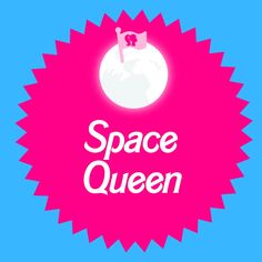 the logo for space queen on a blue background