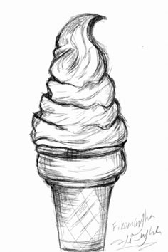 a drawing of an ice cream cone