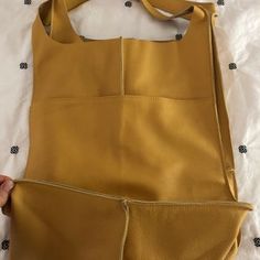 Rectangular Soft Leather Hobo Bag For Shopping, Rectangular Soft Leather Hobo Bag For Errands, Soft Leather Rectangular Hobo Bag For Errands, Soft Leather Tote Shoulder Bag, Yellow Leather Hobo Bag For Errands, Yellow Leather Shoulder Bag For Errands, Yellow Hobo Tote Bag With Removable Pouch, Yellow Leather Handles Hobo Tote Bag, Yellow Leather Handle Tote Shoulder Bag