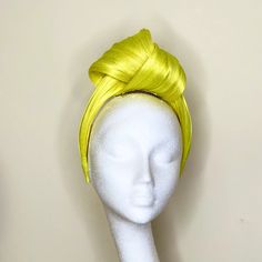 Ray of Sunshine Turban Bright Lemon Yellow Silk Abaca Headband - Etsy Luxury Yellow Hat Fascinator, Fitted Yellow Turban, Yellow Headband Headwrap For Wedding, Yellow Adjustable Party Turban, Yellow Headwrap For Wedding, Adjustable Yellow Party Turban, Yellow Headband For Summer Wedding, Yellow Fitted Headwrap For Party, Fitted Yellow Headwrap For Parties