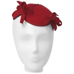 For Sale on 1stDibs - 30s Red Felt Hat w/ Bows. Red Formal Hat For Winter, Red Formal Winter Hat, Winter Formal Red Hat, Red Fitted Mini Hats For Winter, Formal Burgundy Fitted Hat, Red Fitted Hat For Formal Occasions, Fitted Burgundy Hat For Kentucky Derby, Formal Fitted Red Hat, Fitted Red Hats With Curved Brim