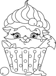 a cupcake with a clown's face on it coloring pages for kids, printable