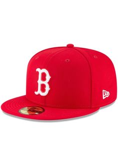 Main image for New Era Boston Red Sox Mens Red Basic 59FIFTY Fitted Hat. Boston Red Sox Outfit, Red Fitted Hat, Red Sox Hat, New Era Logo, Sox Hat, Go Red, Fashion Logo, Boston Red, Fitted Hat