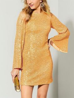 Boho Party Dress, Sequin Sleeve, Flare Sleeve Dress, Flare Long Sleeve, Trends 2023, Long Sleeve Dresses, Mini Dresses For Women, Summer Dress Outfits, Sleeve Dresses