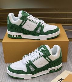 Luis Vuitton Sneaker, Hype Shoes Men, Green Louis Vuitton, Denim Louis Vuitton, Lv Clothes, Men Louis Vuitton