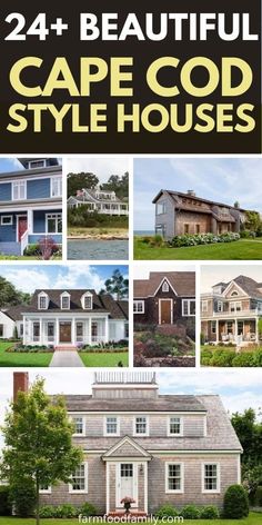 the cover of 24 beautiful cape - code style houses, with pictures of different styles and colors