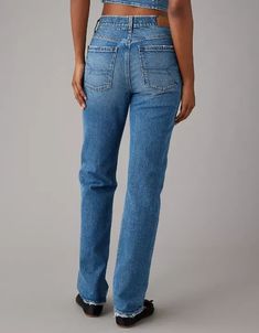 Affordable Levi's Straight Leg Jeans, Cheap Full-length Versatile Jeans, Affordable Full-length Versatile Jeans, Non-stretch Blue Straight Jeans, Non-stretch Straight Leg Medium Wash Jeans, Straight Jeans, High Waist Jeans, American Eagle Outfitters, Straight Leg Jeans