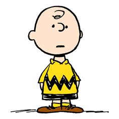 a charlie brown cartoon character standing in front of a white background