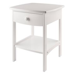 a white table with a drawer on the bottom and one drawer at the top that is open